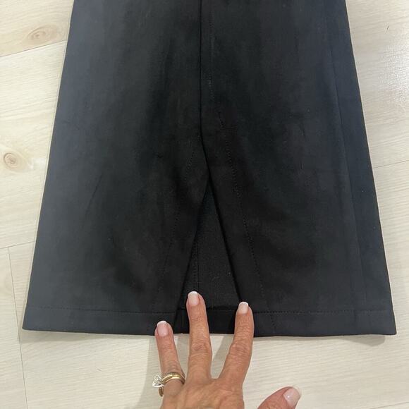 Free People We the Free Black Real Deal Slit Hem Flare Pant 33 Faux Suede HR - Picture 4 of 13